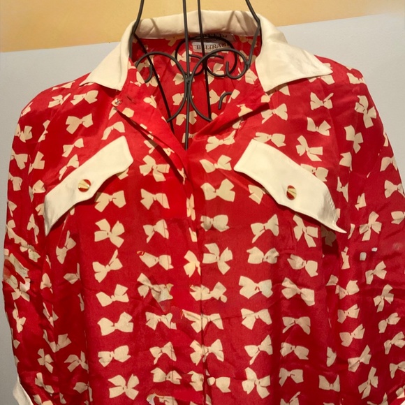 VINTAGE  SILK  BLOUSE BY  BELTRAMI  ‘CREEDS TORONTO ‘ SIZE 44’’ - Picture 3 of 14